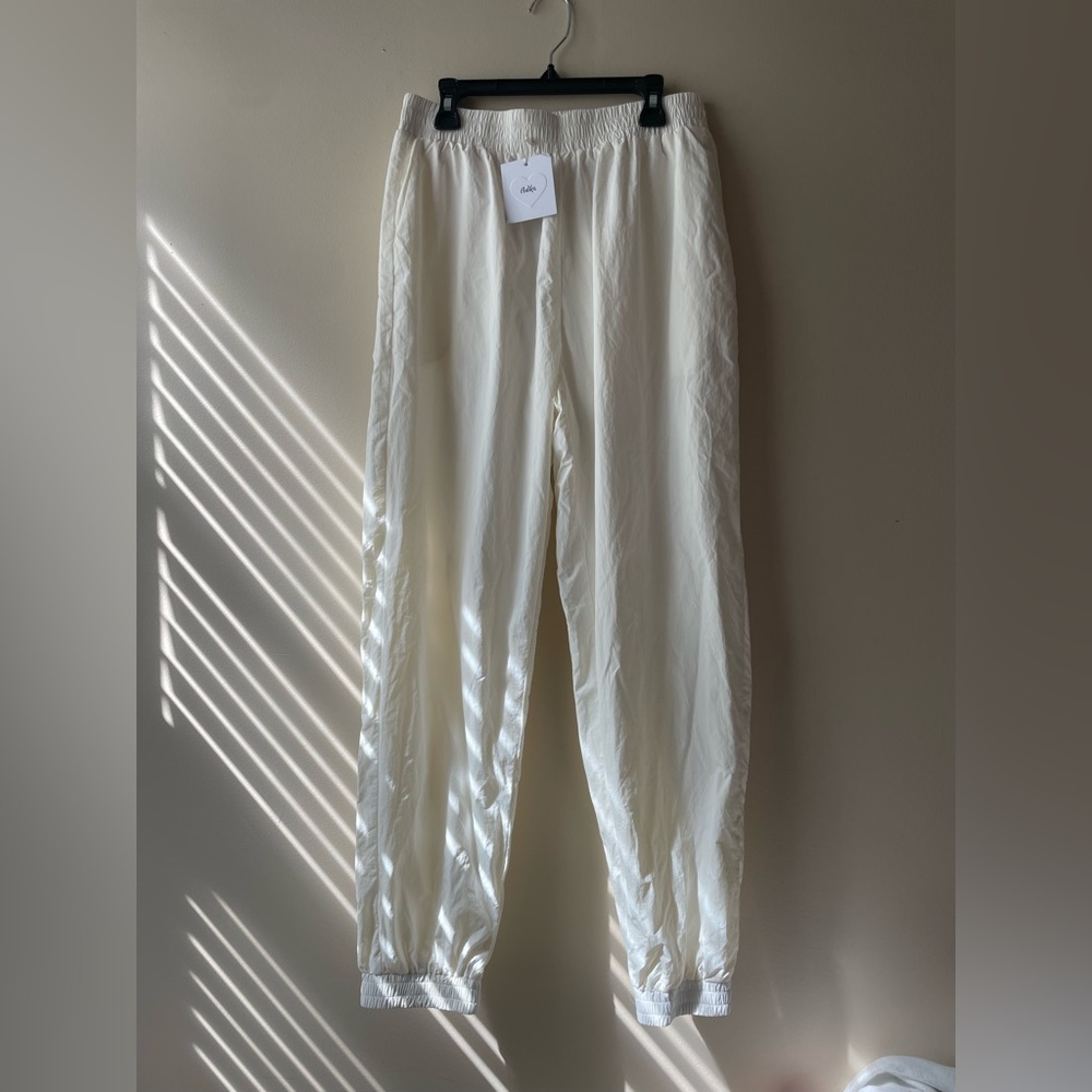 Adika Nylon Training Pants White Sweatpants Jogger medium NWT